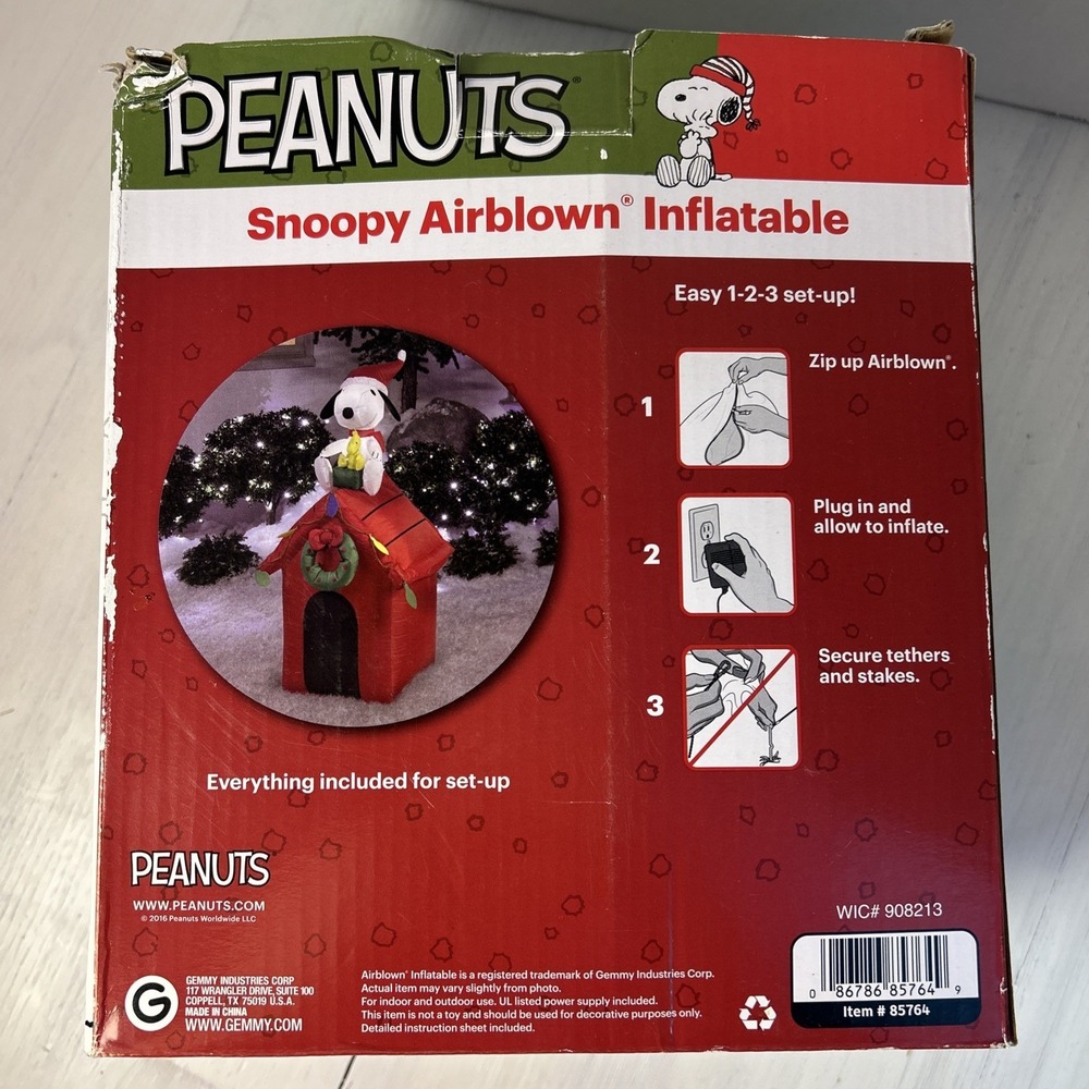 Gemmy 4' Airblown Lighted Peanuts Snoopy Christmas Inflatable 1257‎ - Picture 6 of 8